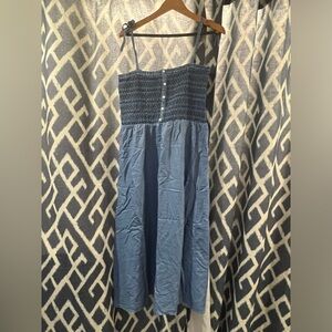 LOFT Blue Strapless Maxi Dress